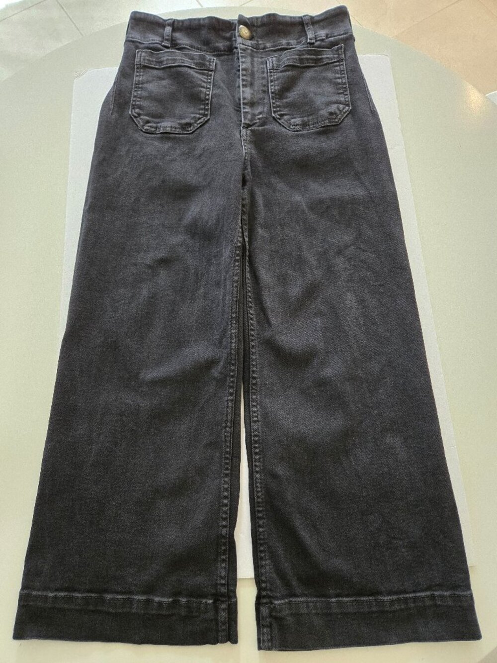 Anthropologie's Maeve "The Colette" Cropped Wide-Leg Jeans Black 27P